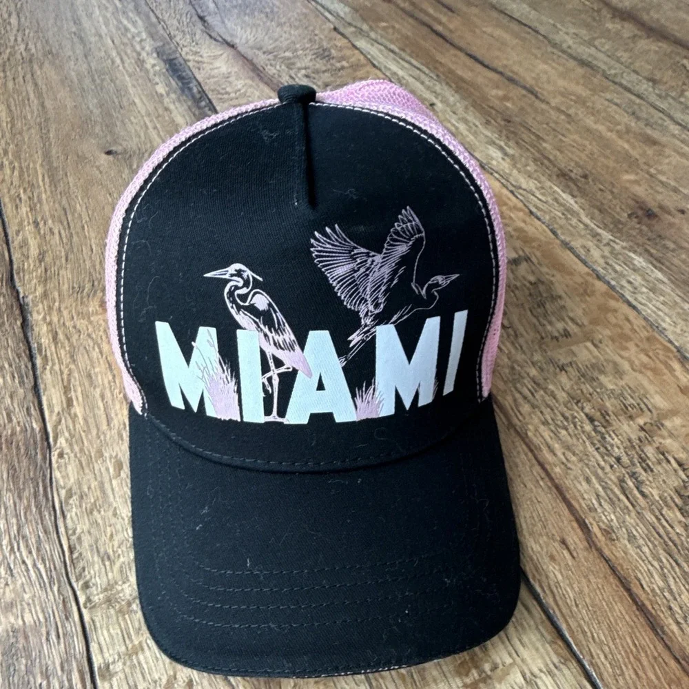 Inter Miami Trucker Hat Black/Pink Mesh Back Adjustable One Size